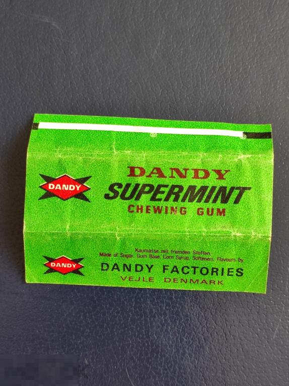 Обёртка от пластинок  DANDY  Дания  SUPERMINT  жвачка жевательная резинка обертка этикетка фантик