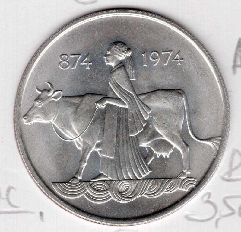 500 крон - Исландия - 1974 - 1100 лет первым поселениям - серебро 925