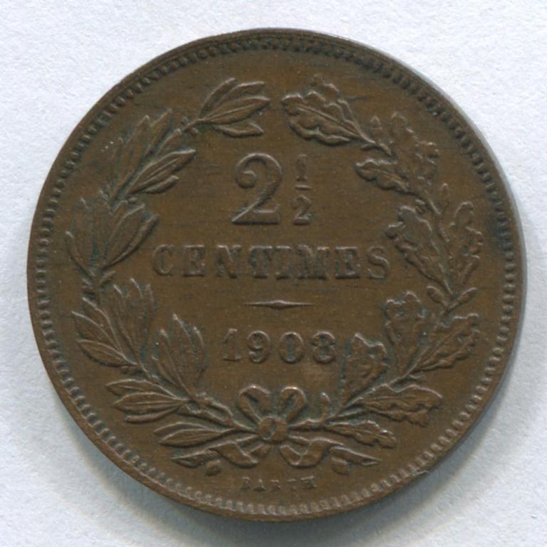 ЛЮКСЕМБУРГ 2 1/2 САНТИМА 1908 XF