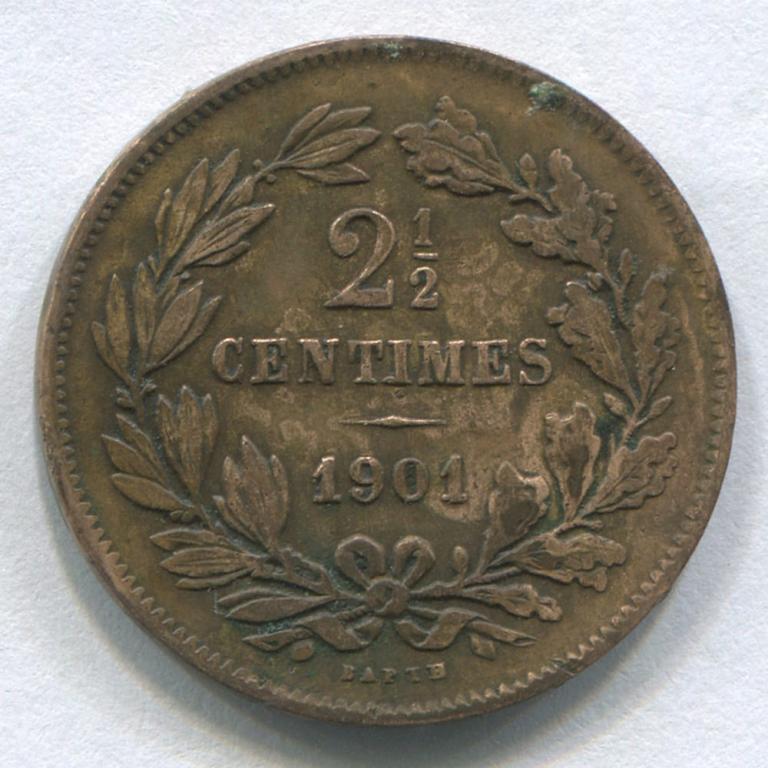ЛЮКСЕМБУРГ 2 1/2 САНТИМА 1901(BAPTH) VF