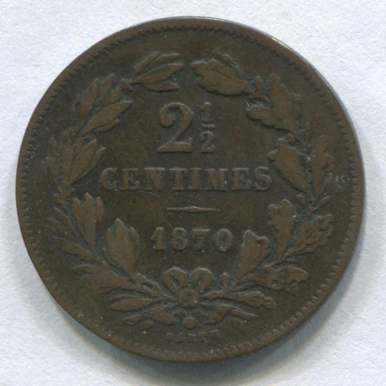 ЛЮКСЕМБУРГ 2 1/2 САНТИМА 1870 VF