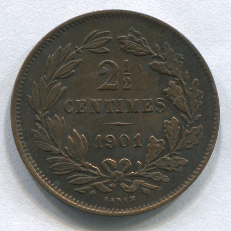 ЛЮКСЕМБУРГ 2 1/2 САНТИМА 1901(BARTH) XF