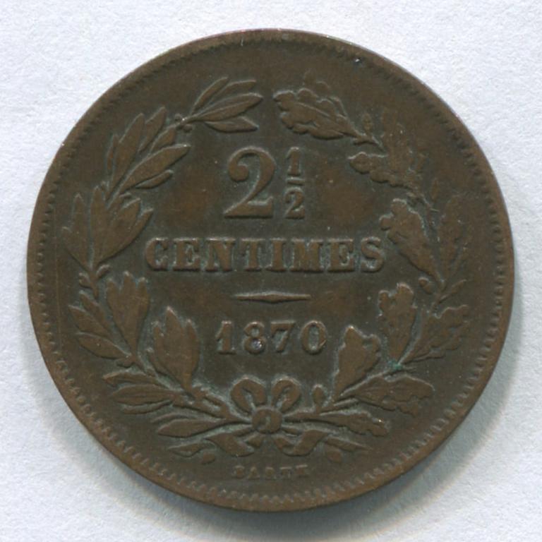 ЛЮКСЕМБУРГ 2 1/2 САНТИМА 1870 VF