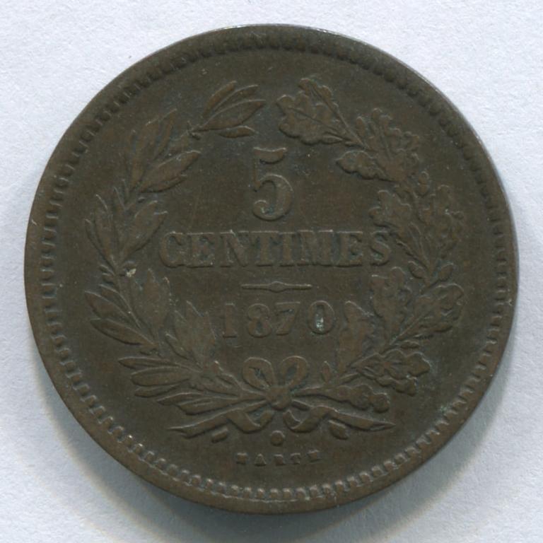 ЛЮКСЕМБУРГ 5 САНТИМОВ 1870  GVF