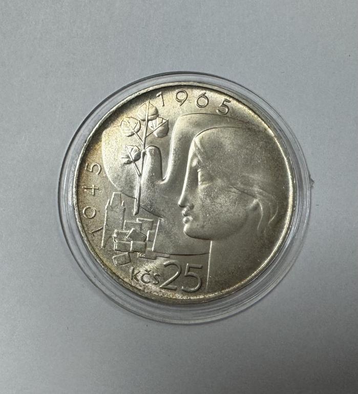 Чехословакия 25 крон 1965 20 лет освобождения СЕРЕБРО