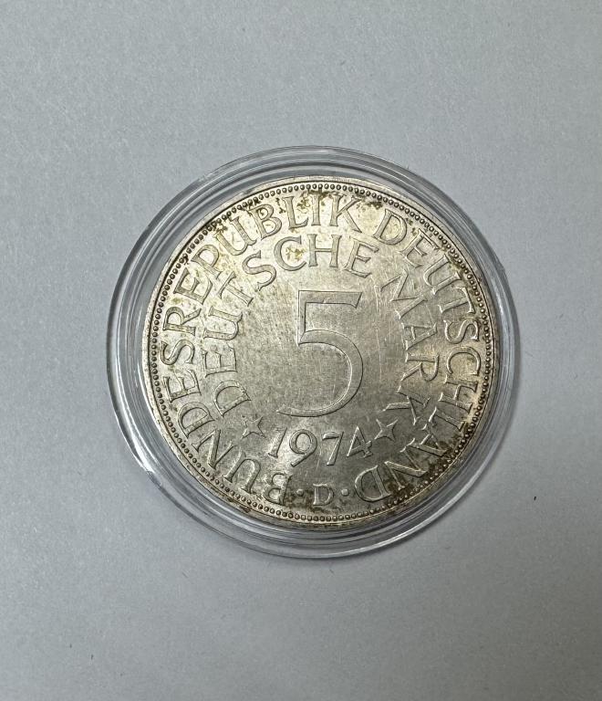 Германия ФРГ 5 марок 1974 СЕРЕБРО