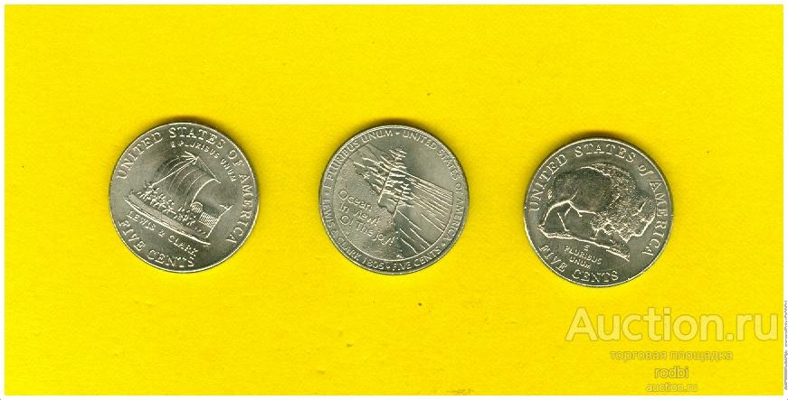 Монета Five cents USA-3 шт.(№2). Цена за все.