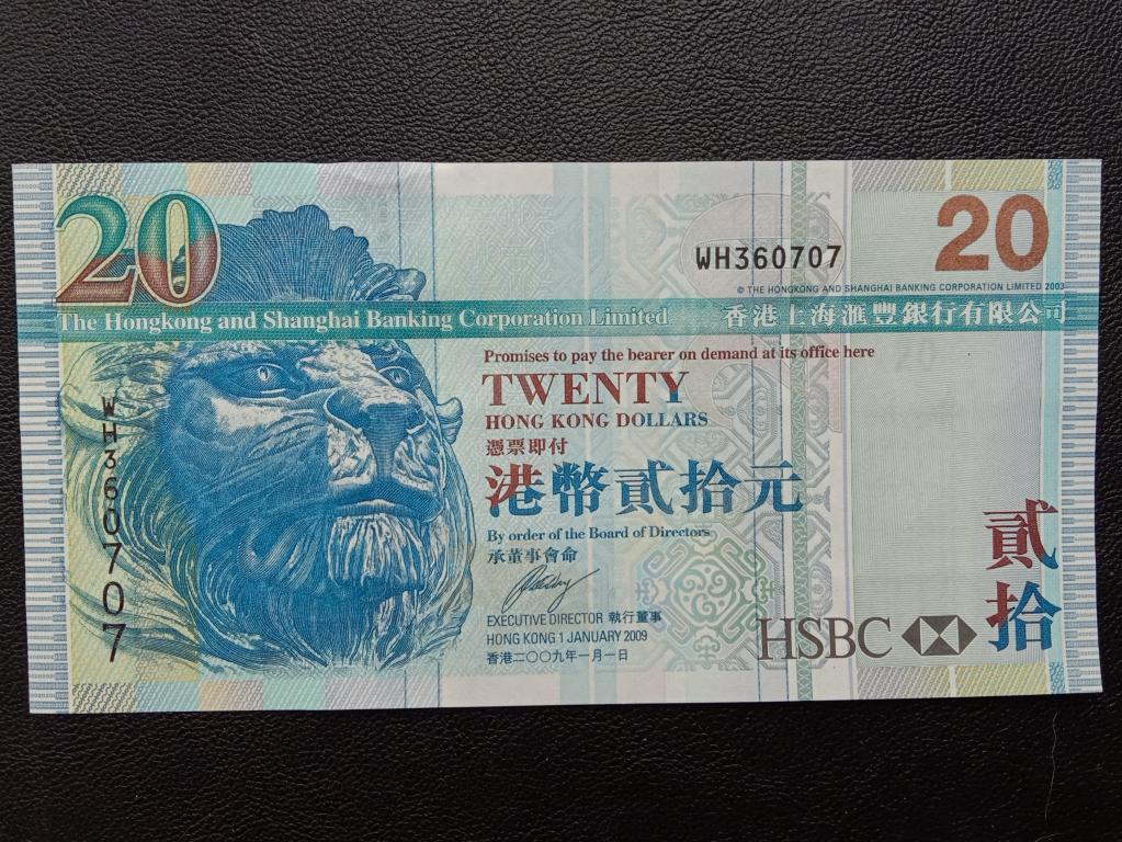 Гонконг 20 долларов 2009г.  UNC    P.207f