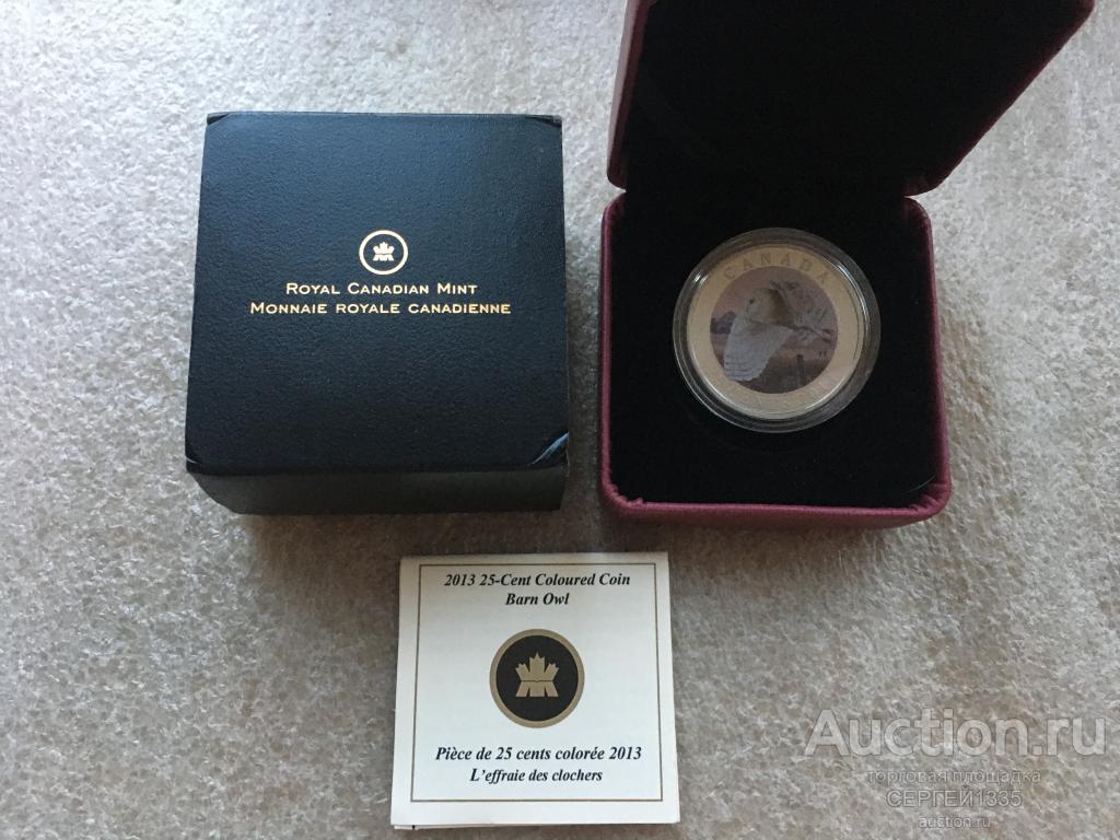 Канада 25 центов 2013 Обыкновенная сипуха Сова Птицы Канады