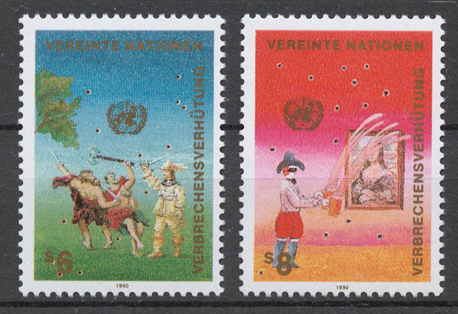 ООН (Вена) 1990 Mi# 106-07** КОНГРЕСС ПО ПРЕДОТВРАЩЕНИЮ ПРЕСТУПЛЕНИЙ