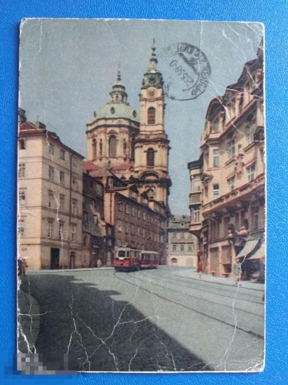 А551  Прага штемпель международное архитектура транспорт трамвай подрис. 