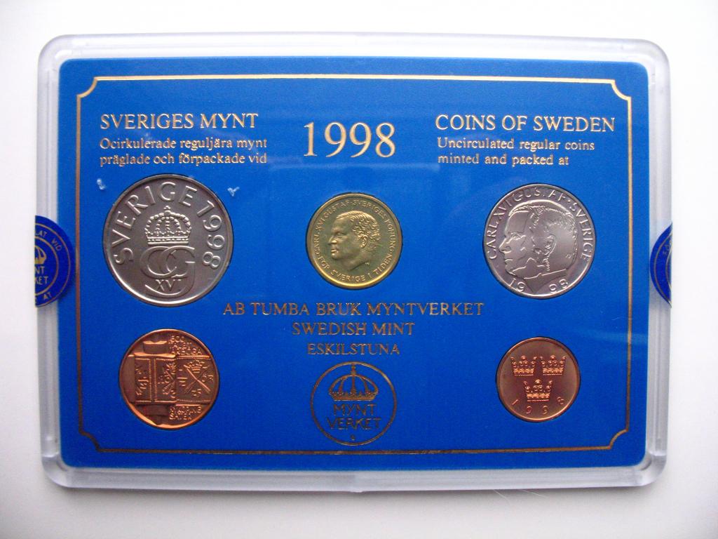 Швеция годовой набор 1998 года в боксе монетного двора РЕДКИЙ