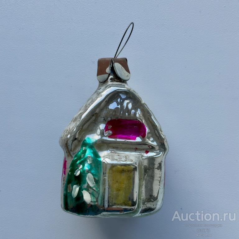 🎅 Советская Ёлочная игрушка СССР. Снежный домик с елкой.