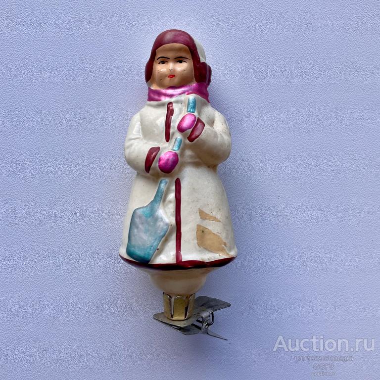 🎅 Советская Ёлочная игрушка СССР. Мальчик с лопатой. Прищепка.