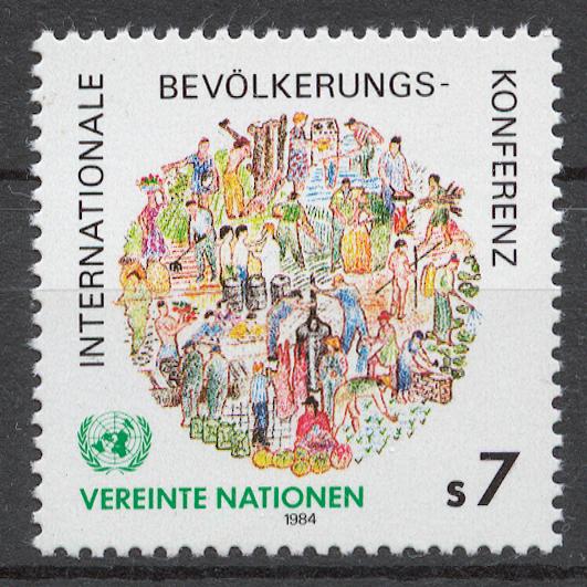 ООН (Вена) 1984 Mi# 38** ВСЕМИРНАЯ КОНФЕРЕНЦИЯ ПО НАРОДОНАСЕЛЕНИЮ ООН