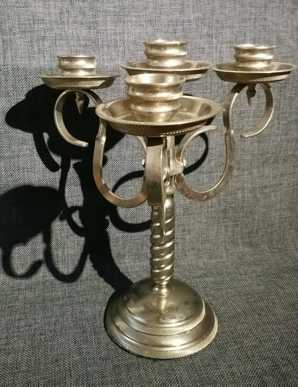 Подсвечник четырёх рожковый тяжелый металл винтаж