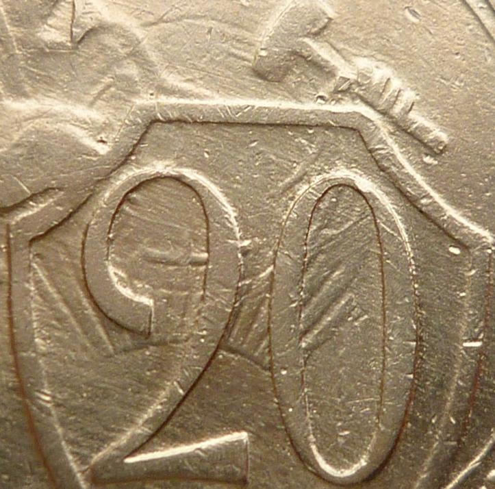 20 копеек 1932 года. Отличное состояние! БРАК. Соударение + двухсторонний выкус +выкус. 4362