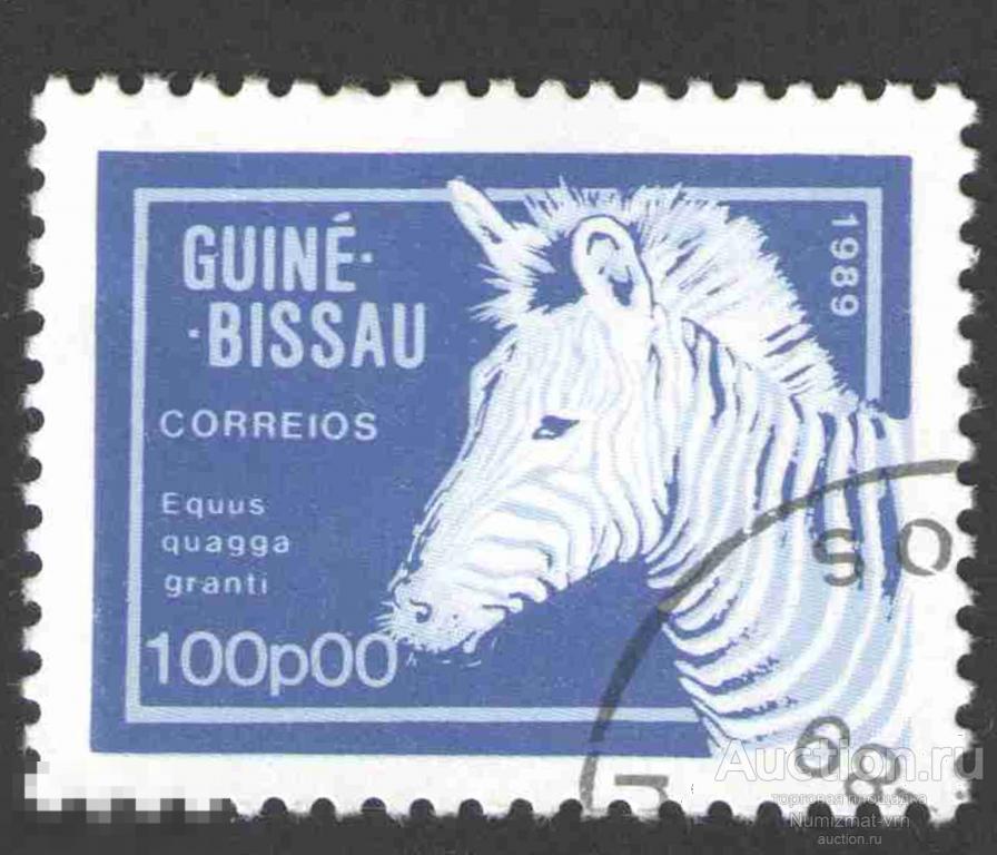 Марка Гвинея-Бисау 1989 год. Зебра Гранта (Equus quagga granite) Редкость.