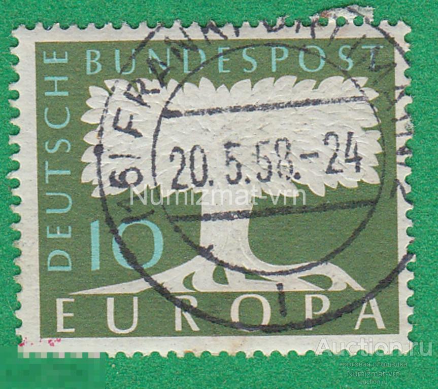 Марка Германия 1958 г. EUROPA. Древо жизни. Наука в Германии. Экология.