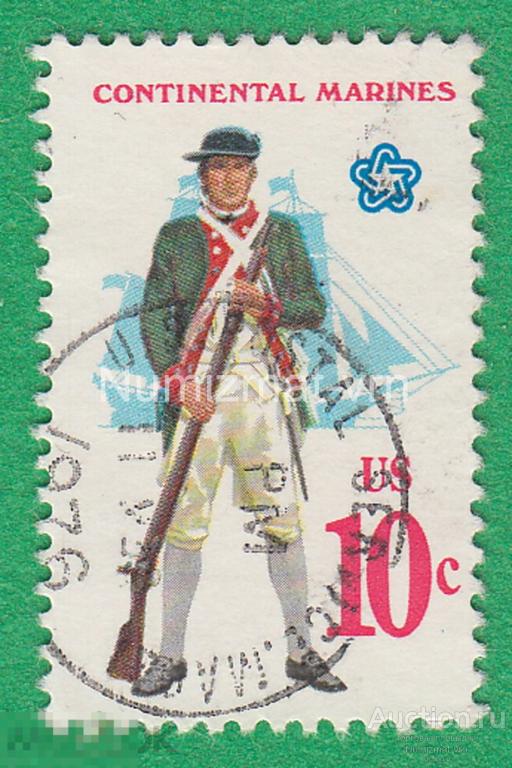Марка США 1975 г. Солдат. Американский солдат. Форма одежды военных. Милитария.  Редкость