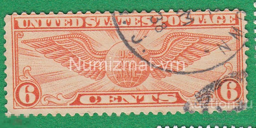 Марка США 1949 г. Трансатлантическая почта. Спецмарка. Авиация. Редкость