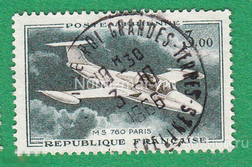Марка Франция 1965 г. Самолет MS 760 Paris Гражданская авиация  Авиация. Редкость!.
