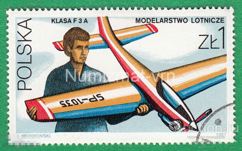 Марка Польша 1981 г. Авиамоделирование. Выставка моделей самолетов История авиация. Авиация.