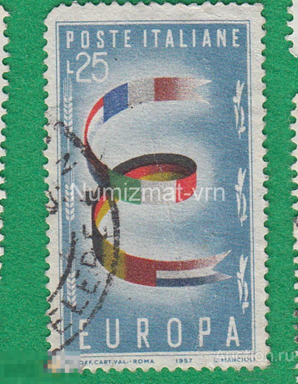 Марка Италия. 1957 г. Европа. Объединенная Европа. Страны Европы. Объединение Европы.