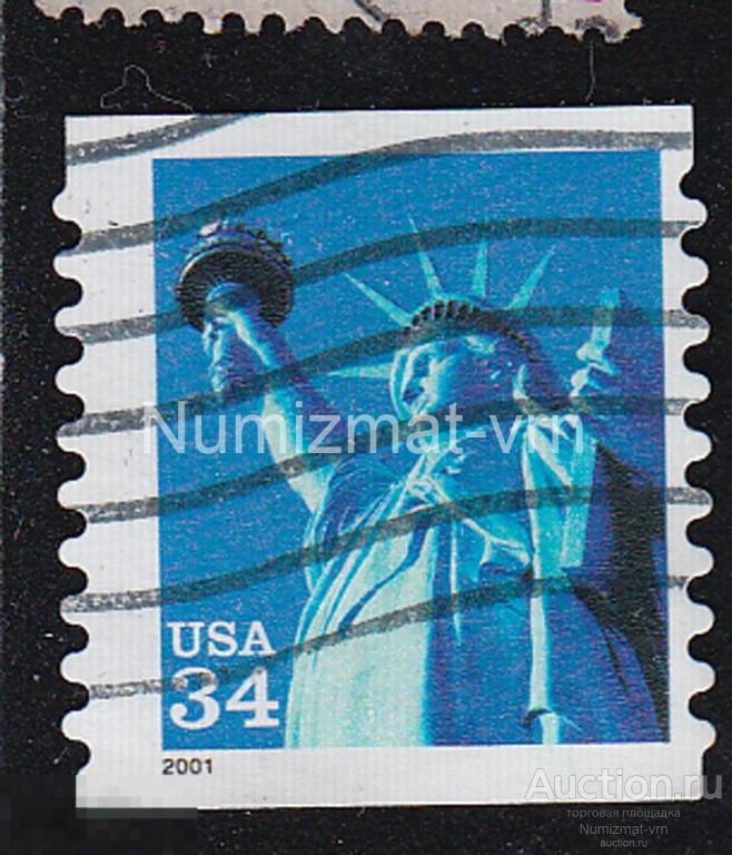 Марка США. 2001 г. Статуя Свободы. Почта США. Орел. Герб США. Авиапочта.