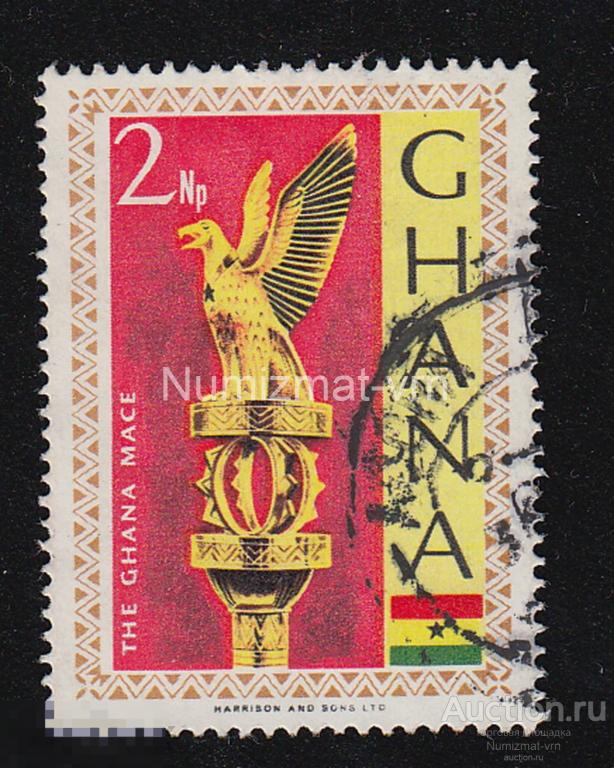Марка Гана 1987 г. Герб республики. Герб и Символы. Символика и геральдика