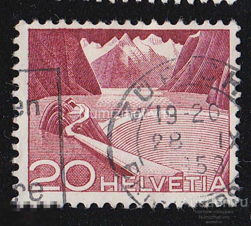 Марка Швейцария. 1953 г.  Горы Швейцарии. Альпы. Швейцарские альпы