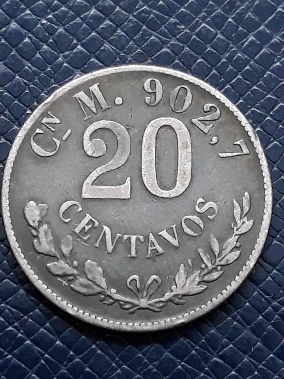 Мексика 20 сентаво 1898 Сn КМ 405