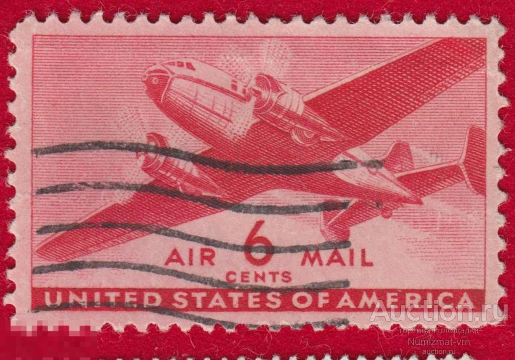 Марка США 1951 год. История авиации. Самолеты Америки. Боинг Развитие авиации. Самолет. Авиапочта
