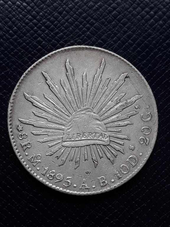 Мексика 8 реалов 1895 МО.АB  КМ 377.10 Надчеканы