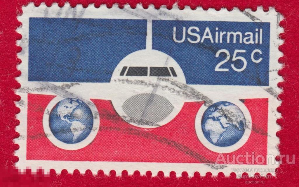 Марка США 1974 год. Авиапочта США. Самолет. Звезды США.  Экспресс почта. редкость!