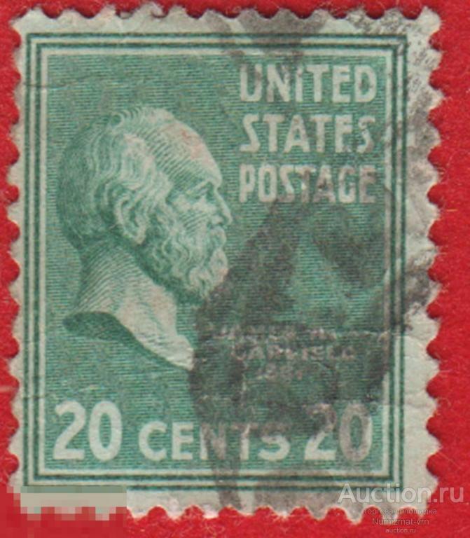 Марка США 1954 год. Президент США. Президенты и руководители стран.