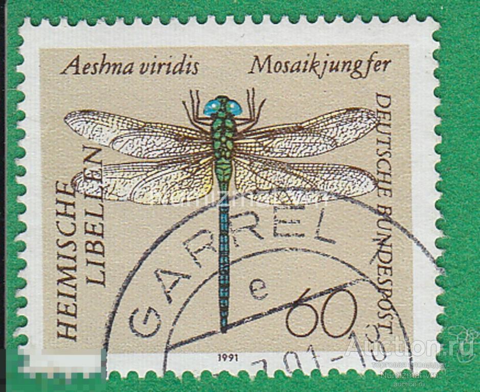 Марка Германия 1991 г. Фауна Мира. Стрекоза Коромысло зелёное Стрекозы Беларуси
