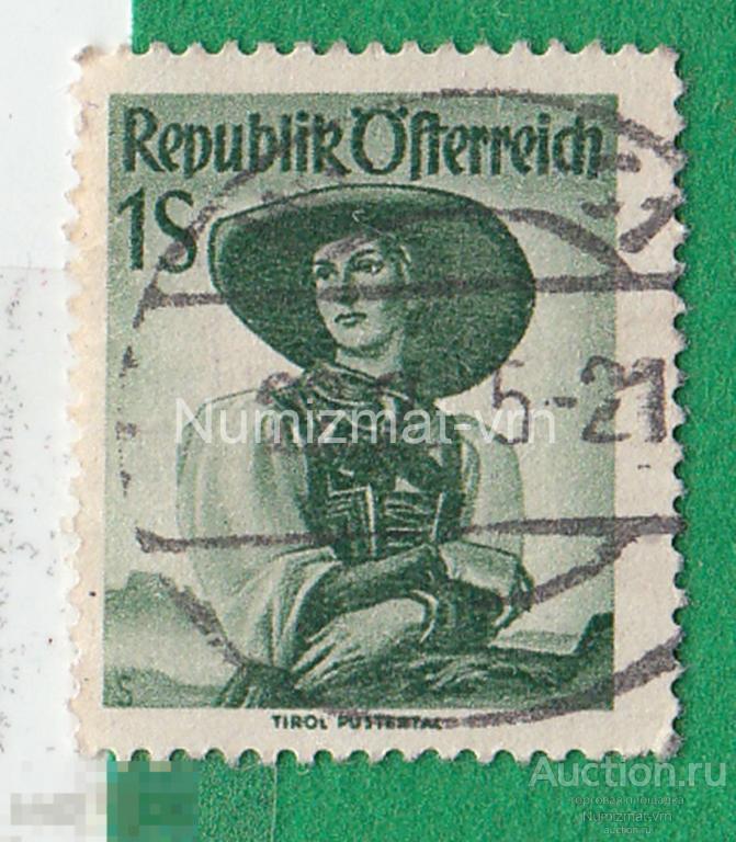 Марка Австрия. 1921 г. Национальная одежда Австрия. Тирольский стиль. Девушка.