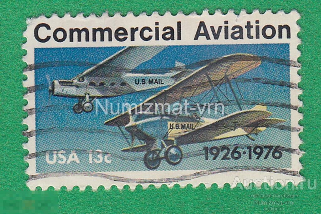 Марка США 1976 г. 50 лет Авиапочте США Самолеты. Авиация Воздушные средства. Редкость!