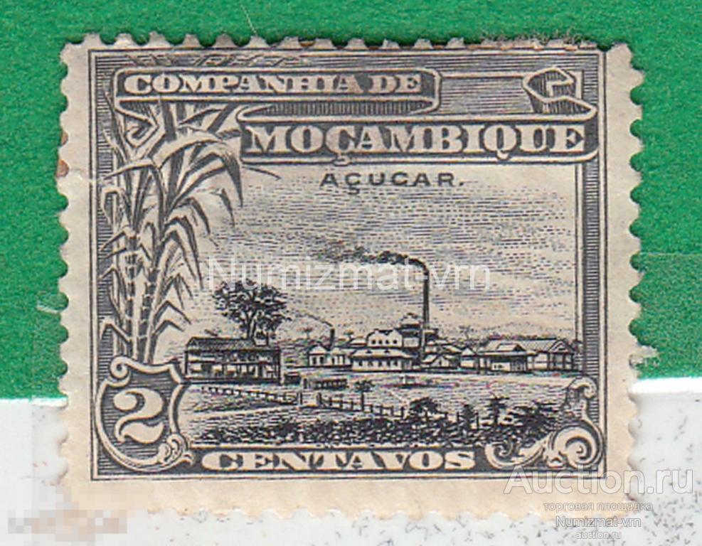 Марка Мозамбик 1965 г. Açúcar сахарный завод. Производство сахара.