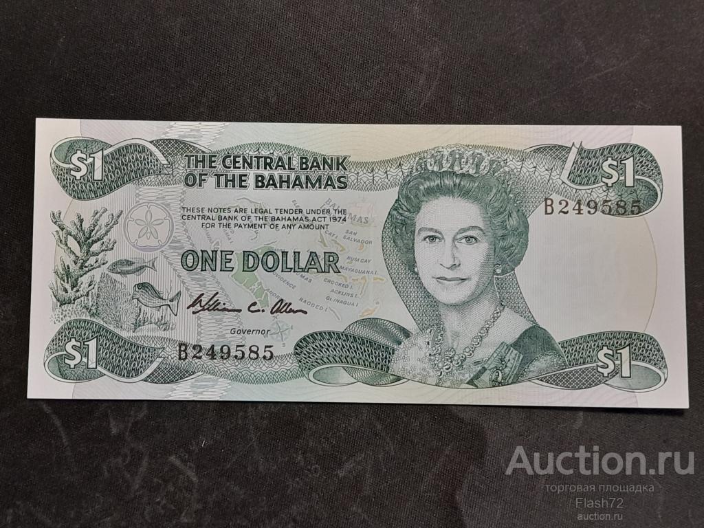Банкнота 1 доллар 1974 год Багамские острова UNC