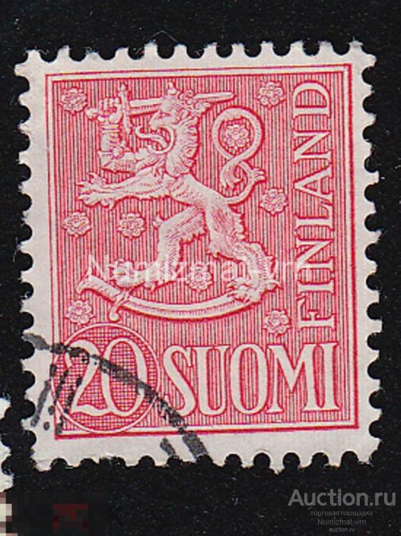 Марка Финляндия. 1975 г. Финляндия стандарт. Герб. Геральдика. Гербы и флаги. Символика государства1