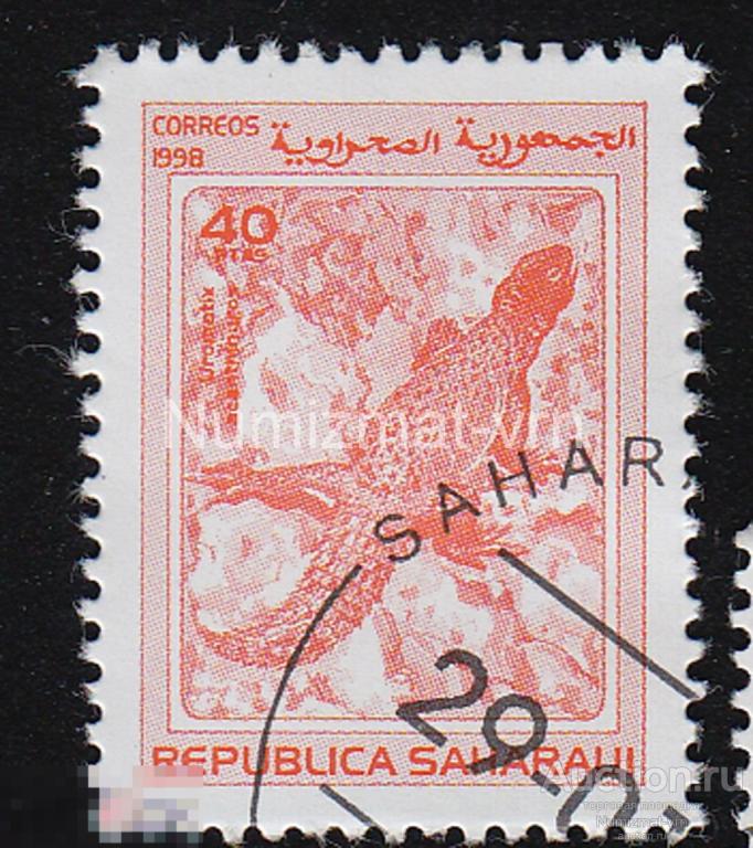 Марка Западная Сахара 1998 г. Игуана. Хамелеоны. Пресмыкающиеся.