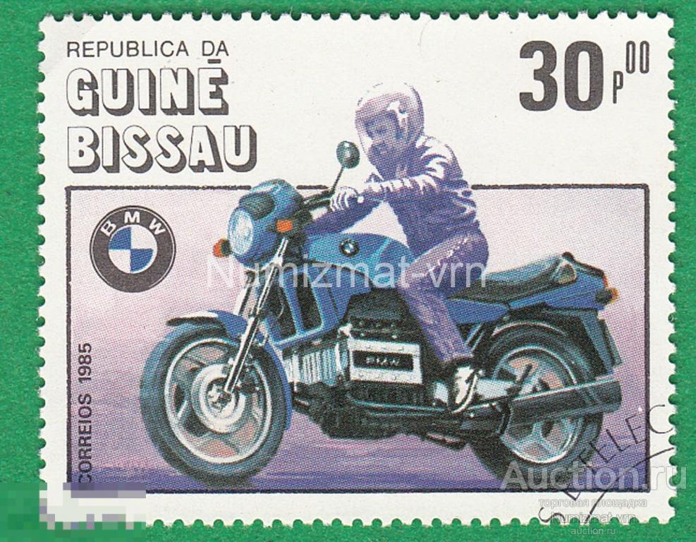 Марка Гвинея-Бисау 1969 г. Мотоцикл БМВ BMW Мототехника. Мотоциклы. Мотоспорт.
