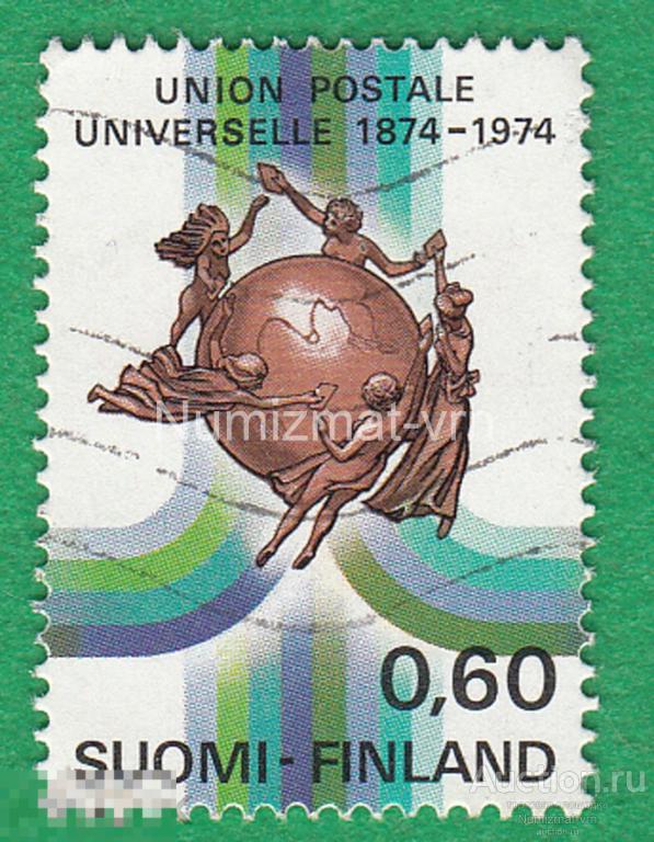 Марка Финляндия 1974 г. Почтовые услуги. Мировая почта. Связь. Земной шар. Редкость!