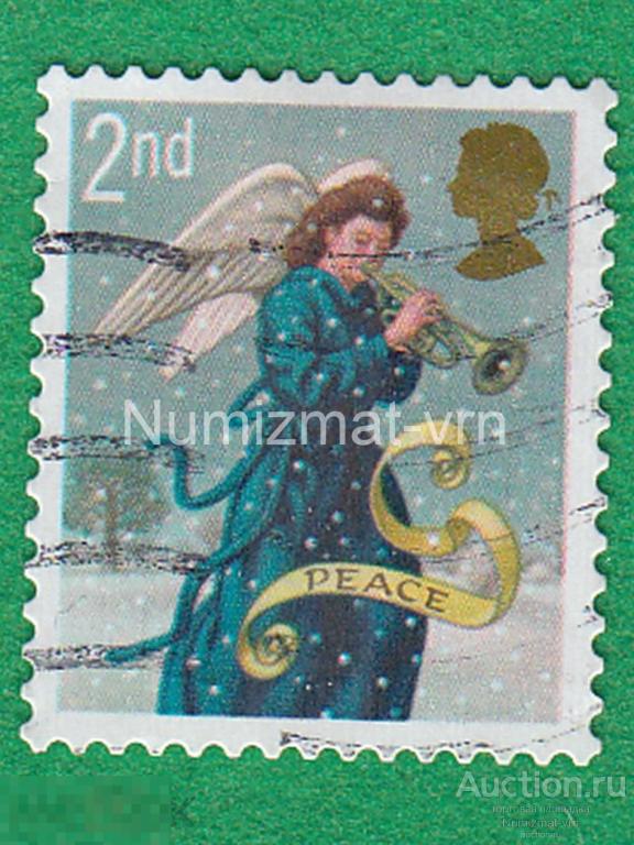 Марка Великобритания 1997 г. Ангел. Православие. Католицизм. Рождество.Счастливого Рождества.