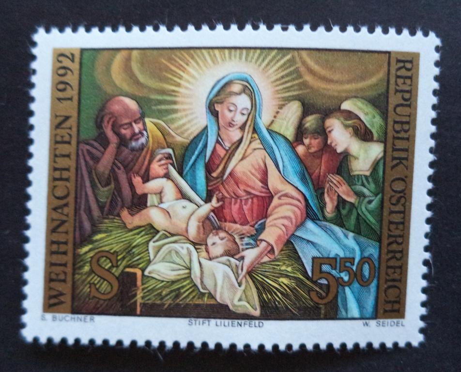 Австрия 1992 г.  Рождество . Религия  **   Л.10