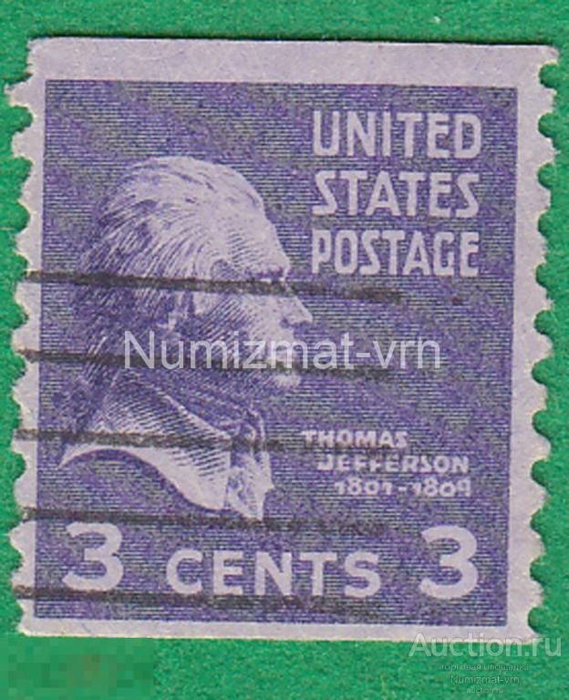 Марка США. 1988 г. Президенты США Джефферсон США. Герб США. Авиапочта. Символика США