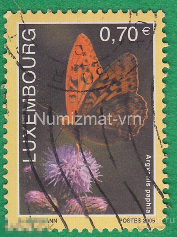 Марка Люксембург 2005 г. Бабочка. Бабочки мира. Фауна мира. Редкие бабочки. Энтомология