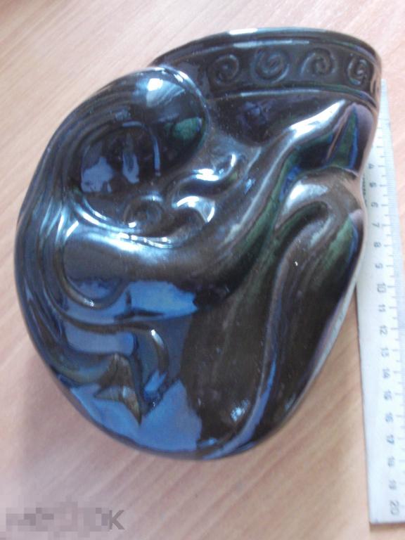 ДЕВУШКА, настенное КАШПО, обливная КЕРАМИКА, из СССР,  под ЦВЕТЫ, целая, ДЕВА, керамическая ВАЗА